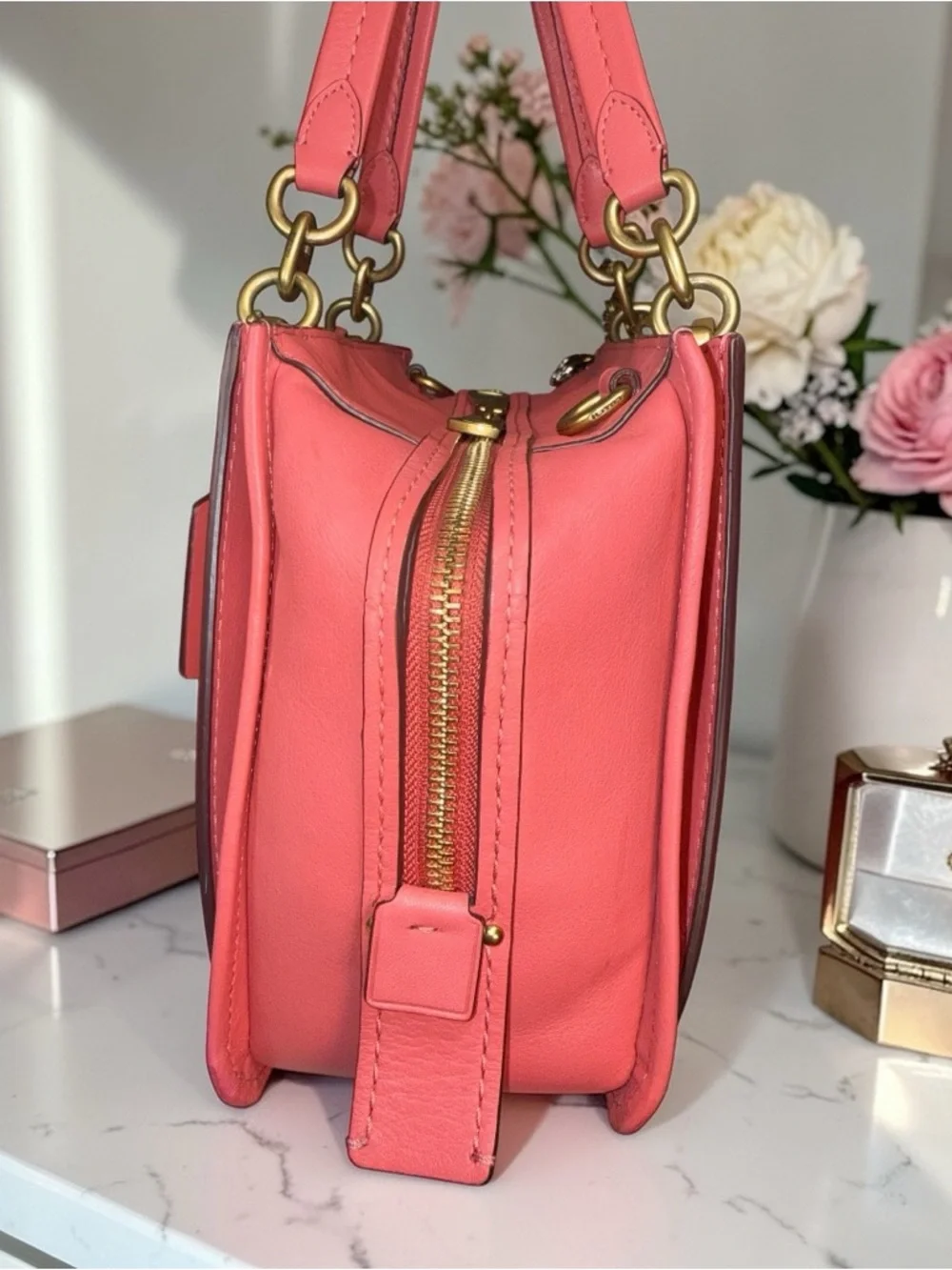 💕 Coach Dreamer 27 Orchid Pink Leather Satchel Crossbody Gold Hardware ✨ - Picture 7 of 15